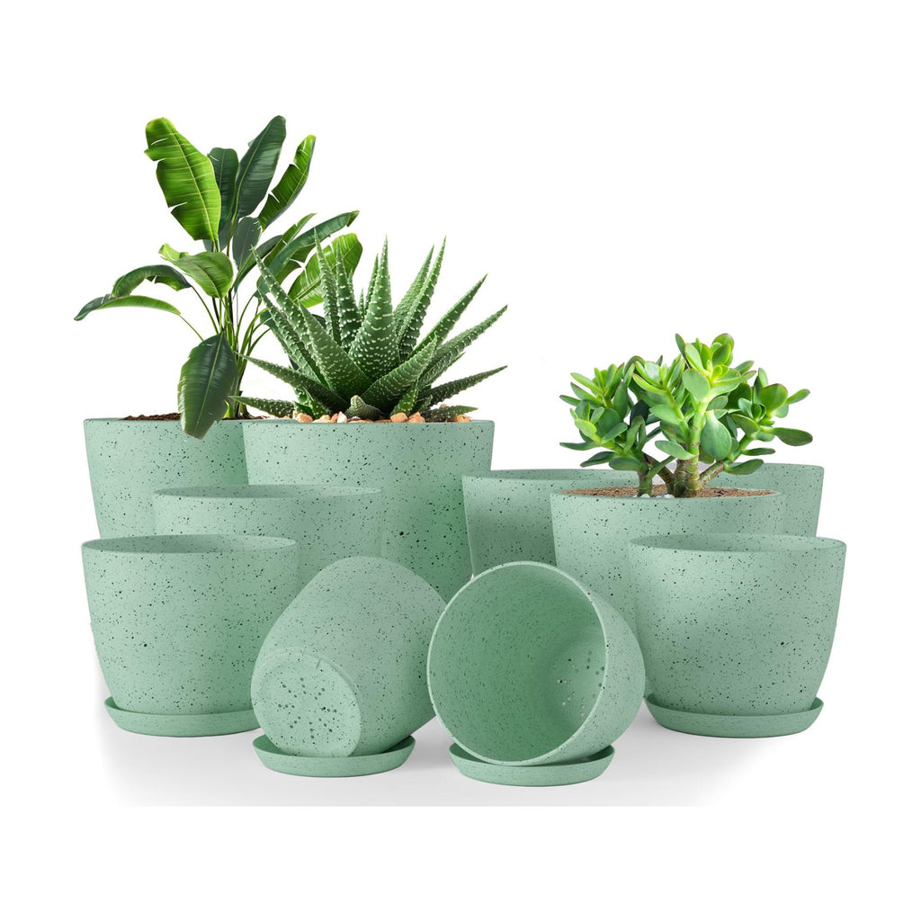 Plant Pots Indoor with Drainage 10 Pack Multi-Size Planters Set Spotty Mint
