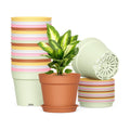 SwinDuck 20 Pack 6 Inch Plant Pots with Drainage and Saucers, White Plastic Flower Pots for Indoor and Outdoor Plants