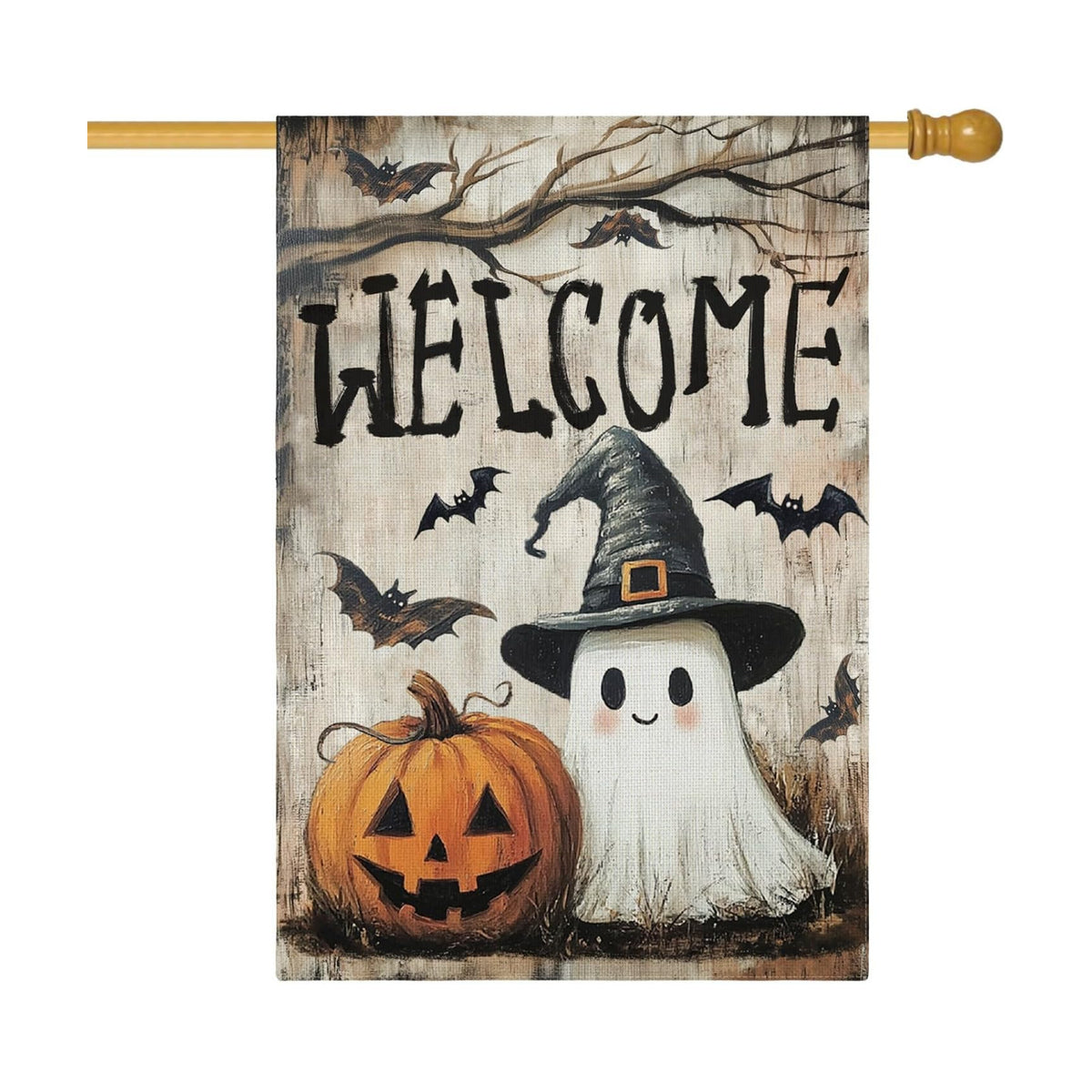 AVOIN colorlife Welcome Halloween for Outside House Flag 28x40 Inch