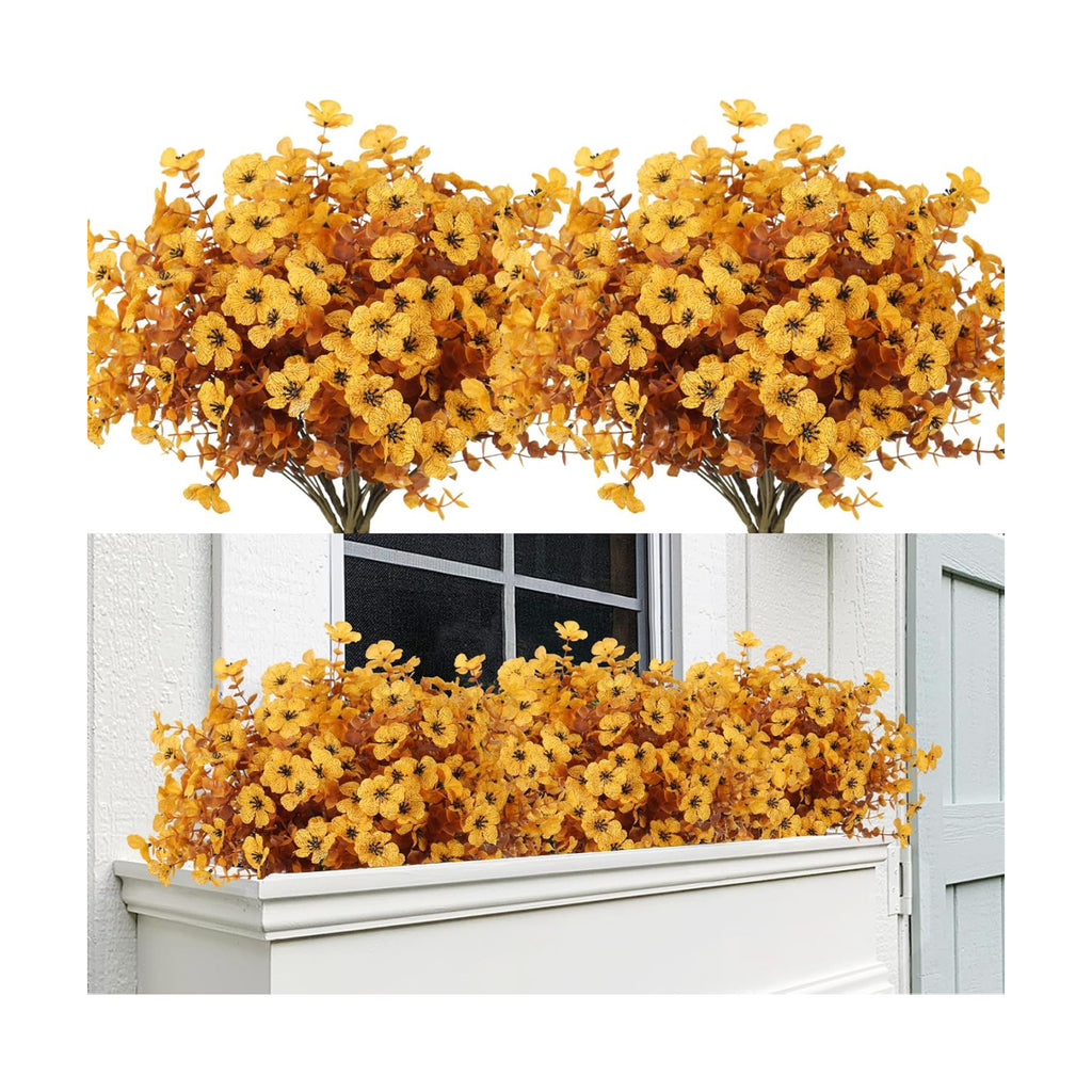 RECUTMS 12 Bundles Faux Mums Fake Fall Flowers Artificial Outdoor Plants