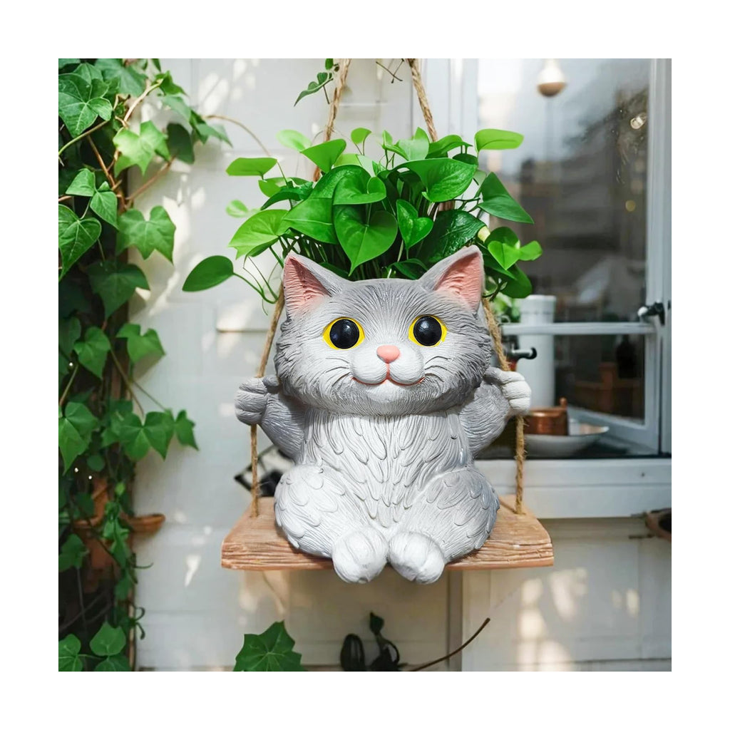 Cat Hanging Planters for Indoor Plants with Drainage Hole | Small Cute Hanging Planters Succulent Pots, Unique Resin