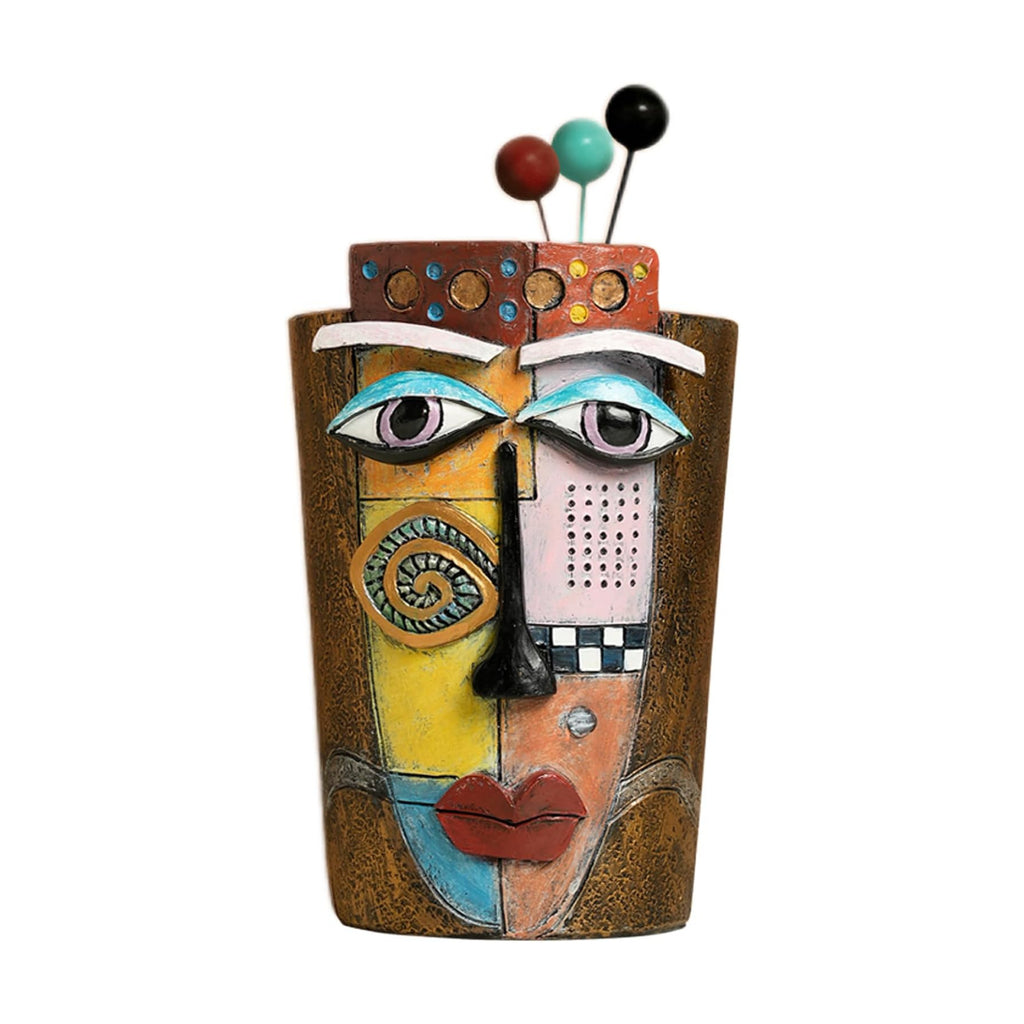 Picasso Face Planter Pots Colorful Abstract Art Planters with Facial Expressions Handmade Resin Funny Funky Plant Pots