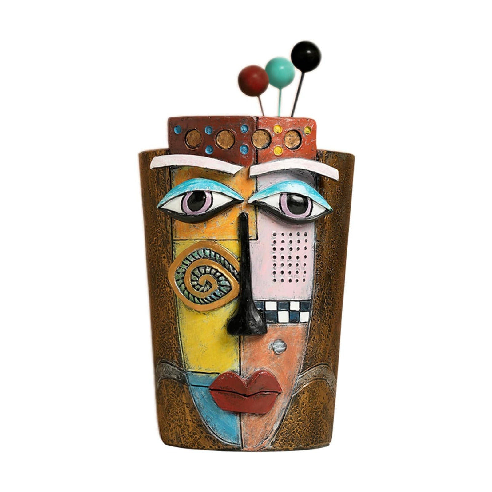 Picasso Face Planter Pots Colorful Abstract Art Planters with Facial Expressions Handmade Resin Funny Funky Plant Pots