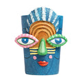 Picasso Blue Face Planter Pots/Vase, Colorful Abstract Head Planter Handmade Resin Flower Pot with Drainage Unique Home