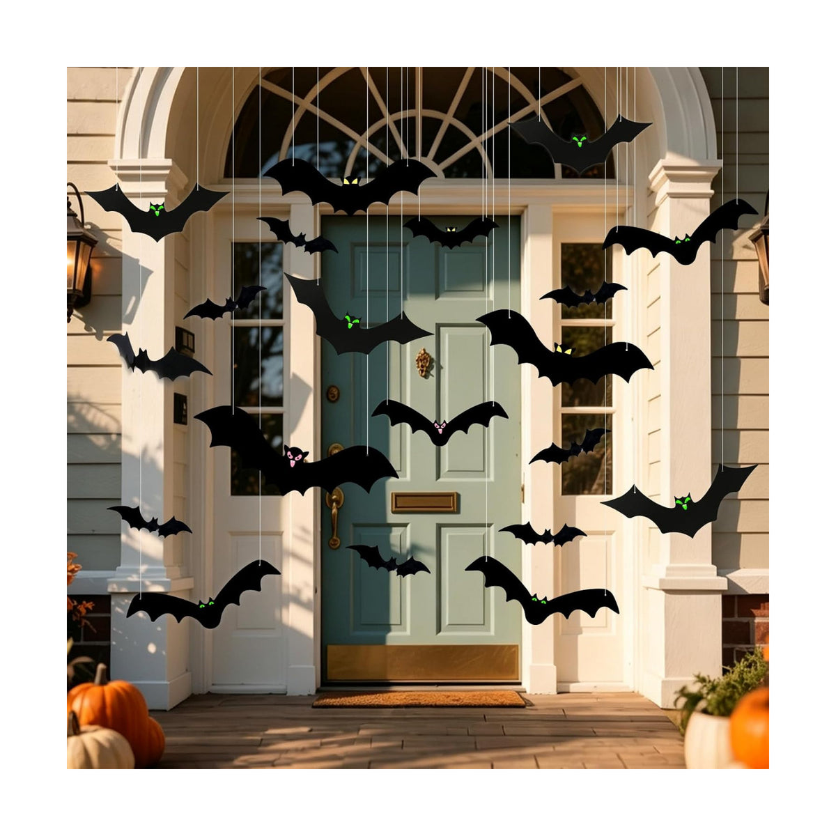 12PCS Hanging Bats Halloween Decoration Outdoor with 3D Mini Bats