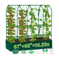 Large Cucumber Trellis for Climbing Plants with Grow Bag, 67"×65"×16.5" Metal Garden Trellis for Raised Bed with Garden