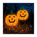 Solar Halloween Pumpkin Lights, 2 Pack Outdoor Pathway Stake Lights