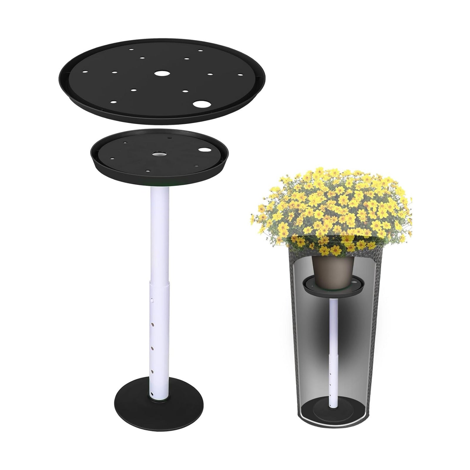 2 Pack Plant Riser Inserts for Large Pots, 8 in/10 in Interchangeable Sturdy Planter Inserts & 11 - 17 in Adjustable
