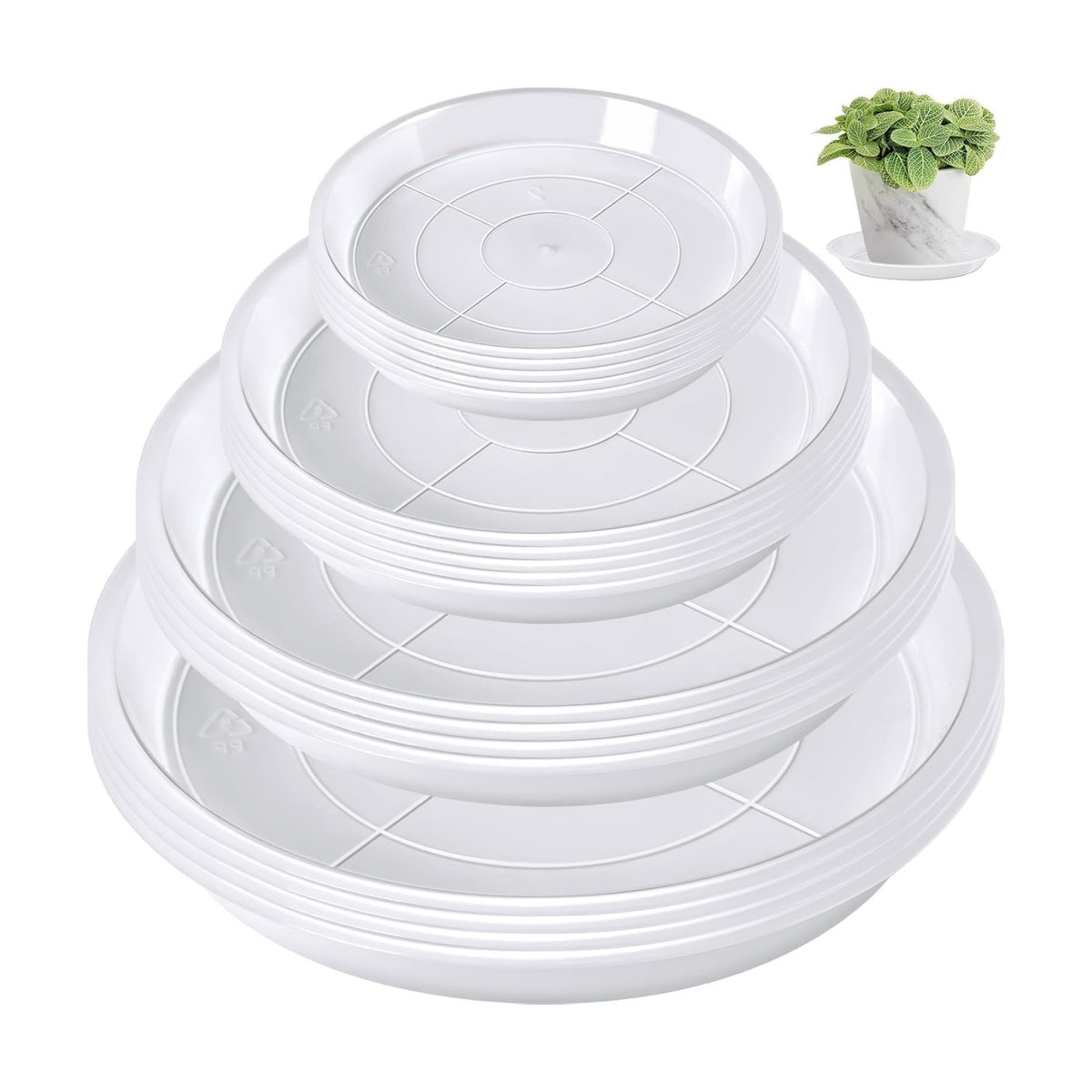 Augshy 18Pcs Plant Saucer, Transparent Drip Tray for Potted Plants, 2 Sizes