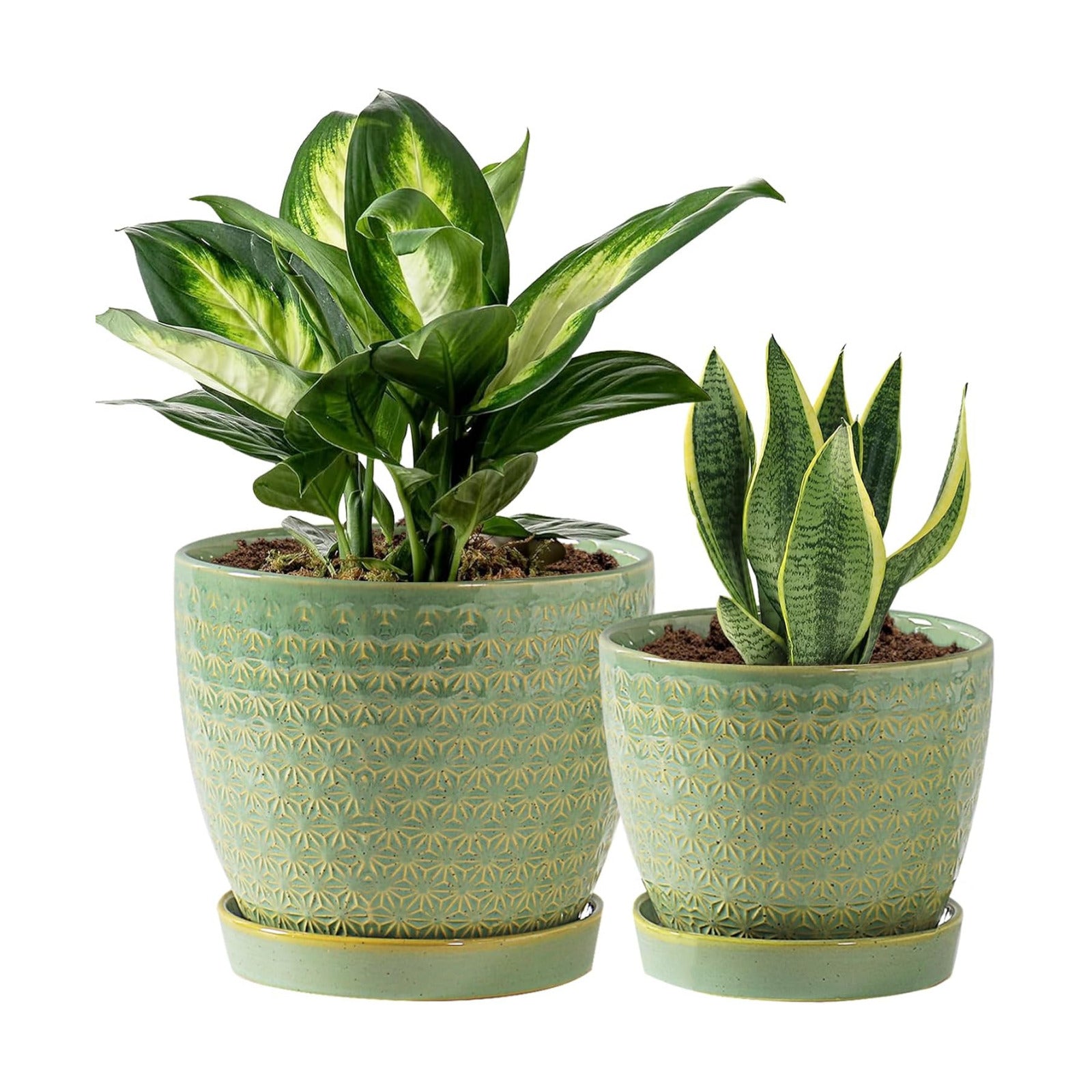 Plant Pots, Flower Pots, Planters for Indoor Plants(6.5+5.5inch), Flower Pots for Indoor Plant with Drainage Hole and