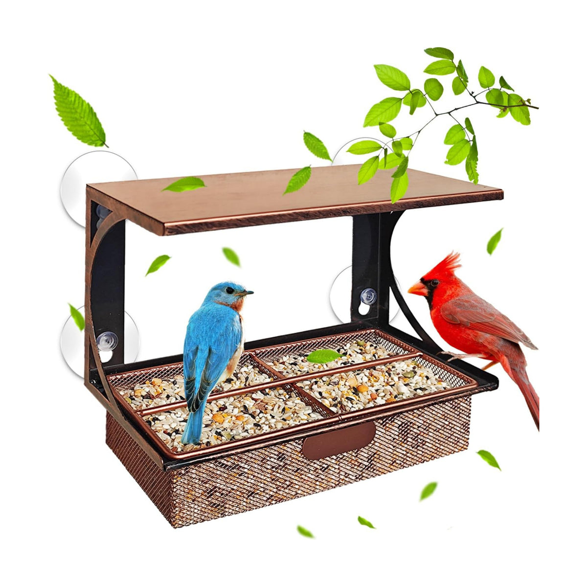 Window Bird Feeder Metal Bird Feeder for Outdoors Birdwatching