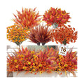 16 Bundles 5 Styles Artificial Fall Flowers for Outdoors Fall Decoration