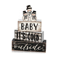 Yousoontic 4 Pcs Winter Snowman Plaid Figurines Set, Rustic Farmhouse Decor