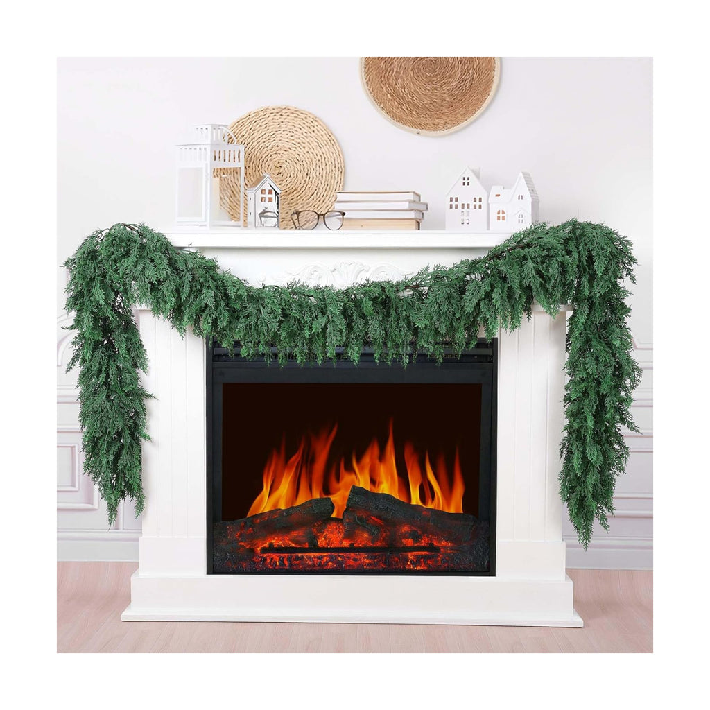 Hananona 9 FT Christmas Garland, 2 Pcs Real Touch Cedar Garlands