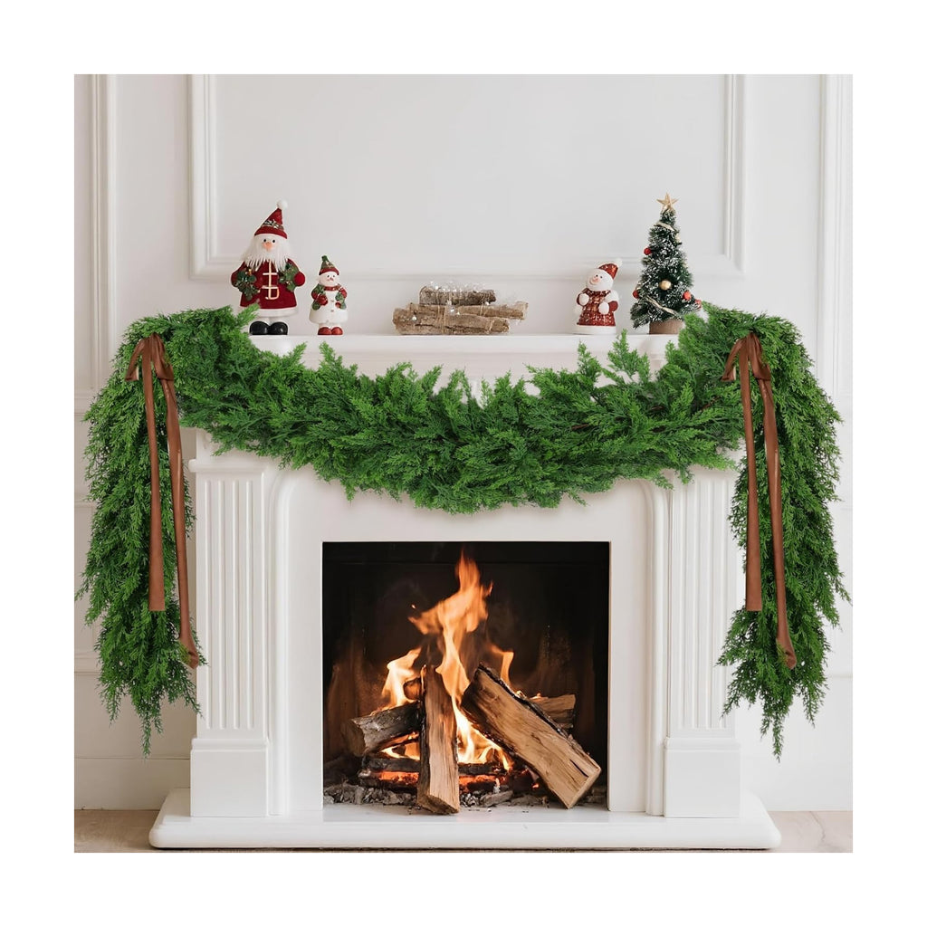 Rowfad 6Ft Cedar Pine Garland for Mantle Christmas Decorations, 1 Set