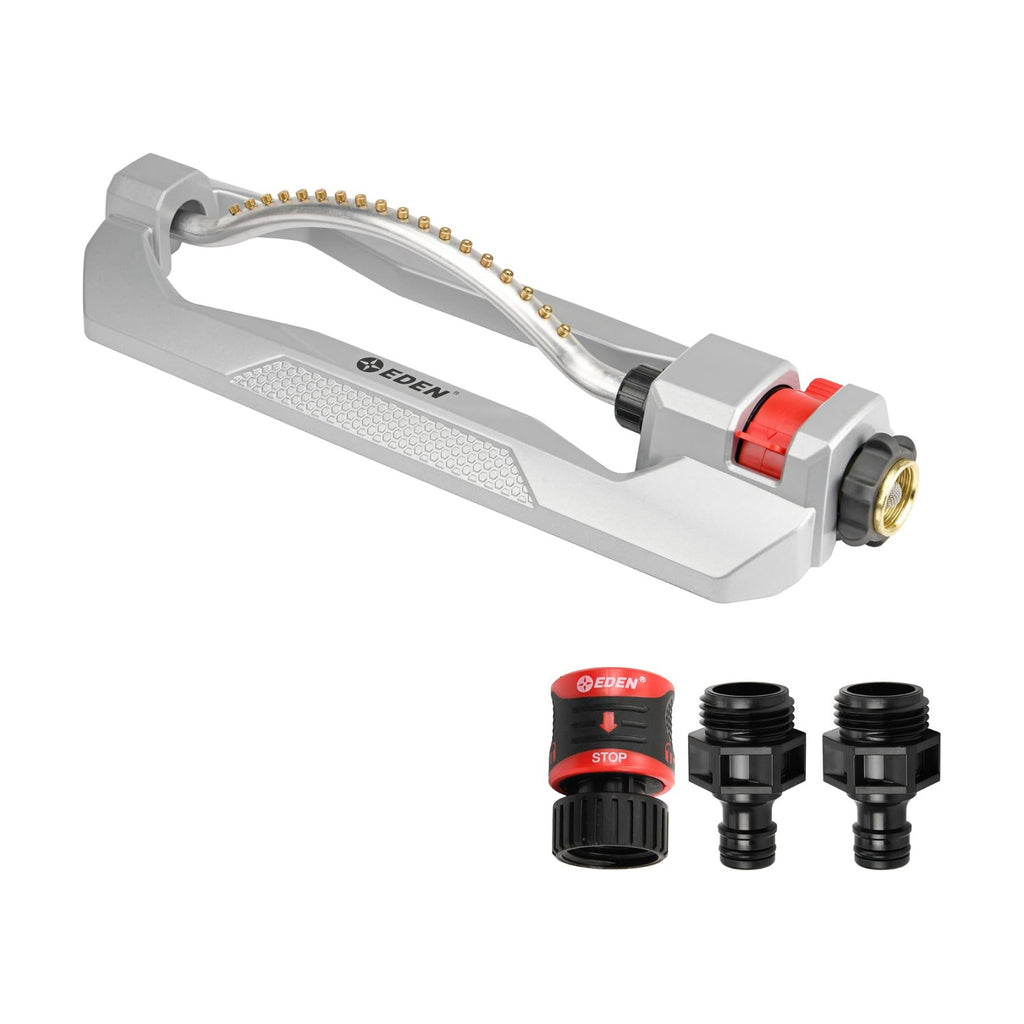 Eden 96218 Heavy Duty Turbo Oscillating Sprinkler, Covers Up to 3,700 sq. ft., 18 Brass Nozzles, Weighted Aluminum