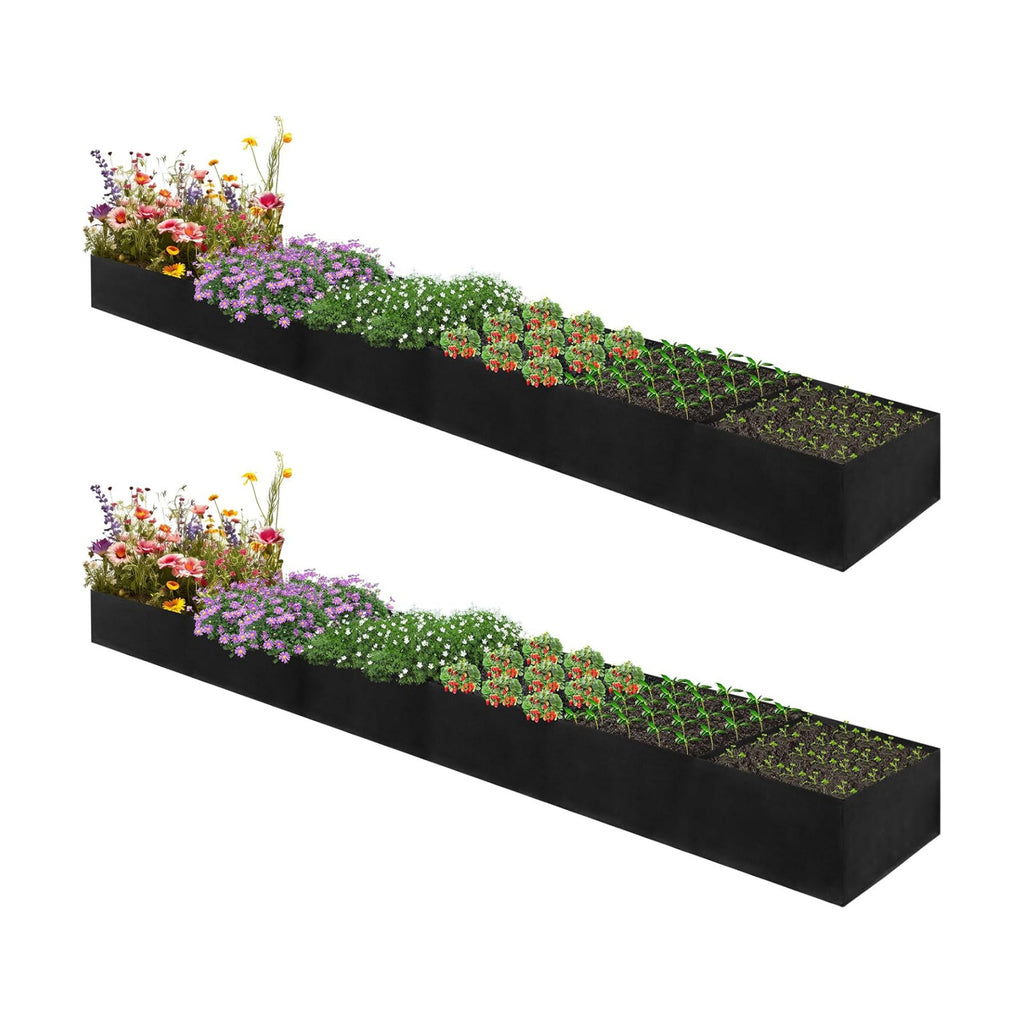 VZZNN 2Pack 12x2x1ft Fabric Raised Garden Bed - 6 Grids Plant Grow Bags, Outdoor Planter Box Non-Woven Fabric Patio