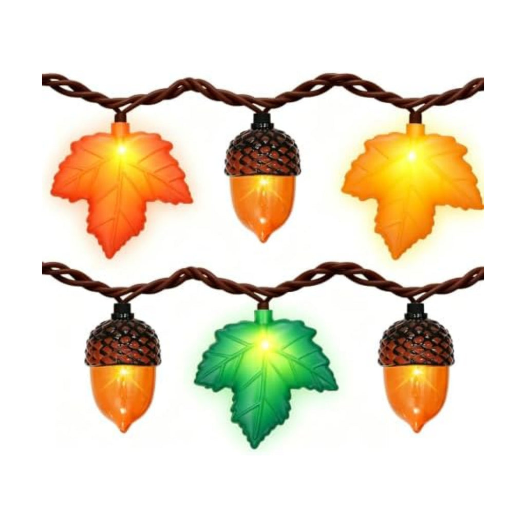 Couah Fall Decor String Lights, 8.5 FT 3D Maple Leaf & Acorn Lights with 10 LED Plug in Fall String Lights for Indoor and Outdoor Home Bedroom Autumn Party Harvest Fall Decorations