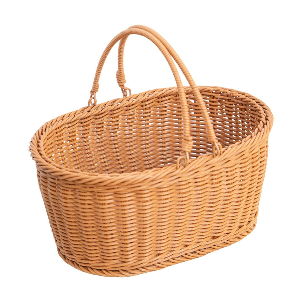 Rattan Picnic Basket with Handle, Garden Harvest Basket, Gathering Storage for Vegetable Fruit, Easter 13" x 9" x5.5"