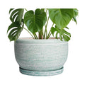 SQOWL Ceramic Pots for Plants - 10 Inch Ceramic Planter for Indoor Outdoor, Modern Round Flower Pot with Drainage Hole