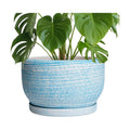 SQOWL Ceramic Plant Pots - 10 Inch Ceramic Flower Pots with Drainage Hole and Saucer, Round Large Planter for Indoor