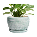SQOWL Ceramic Planters for Indoor Plants - 8 inch Plant Pot Outdoor, Ceramic Flower Pot with Drainage Hole and Saucer
