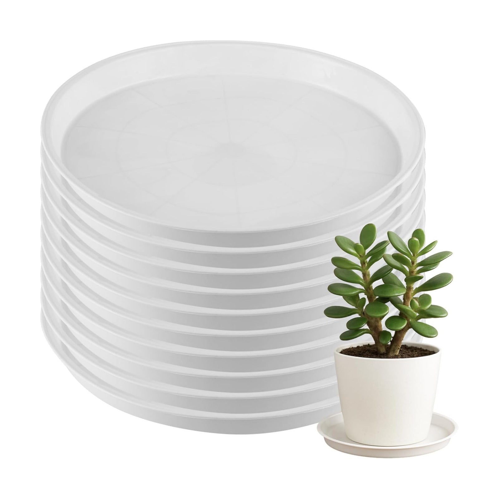 10 Packs 16 Inch Plastic Plant Saucers for Indoor Outdoor, Plant Water Catcher Tray for Pots, Bulk Flower Pot Saucers