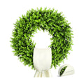 24" Boxwood Wreaths for Front Door – Large Boxwood Wreath with Sash