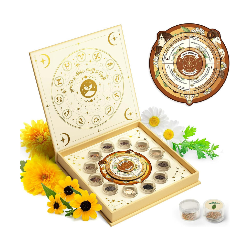 Lush&Dew Zodiac Garden Seed Bank Earth Sign, Gardening Gifts for Women Men | 12 Varieties USA-Sourced Non-GMO Heirloom