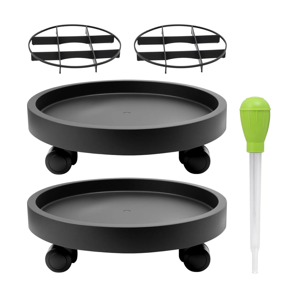 2Pack 12.4'' Plant Caddy with Wheels, Plant Stand Dolly for Heavy Planter,Wheeled Planter Saucer Tray,Rolling plant