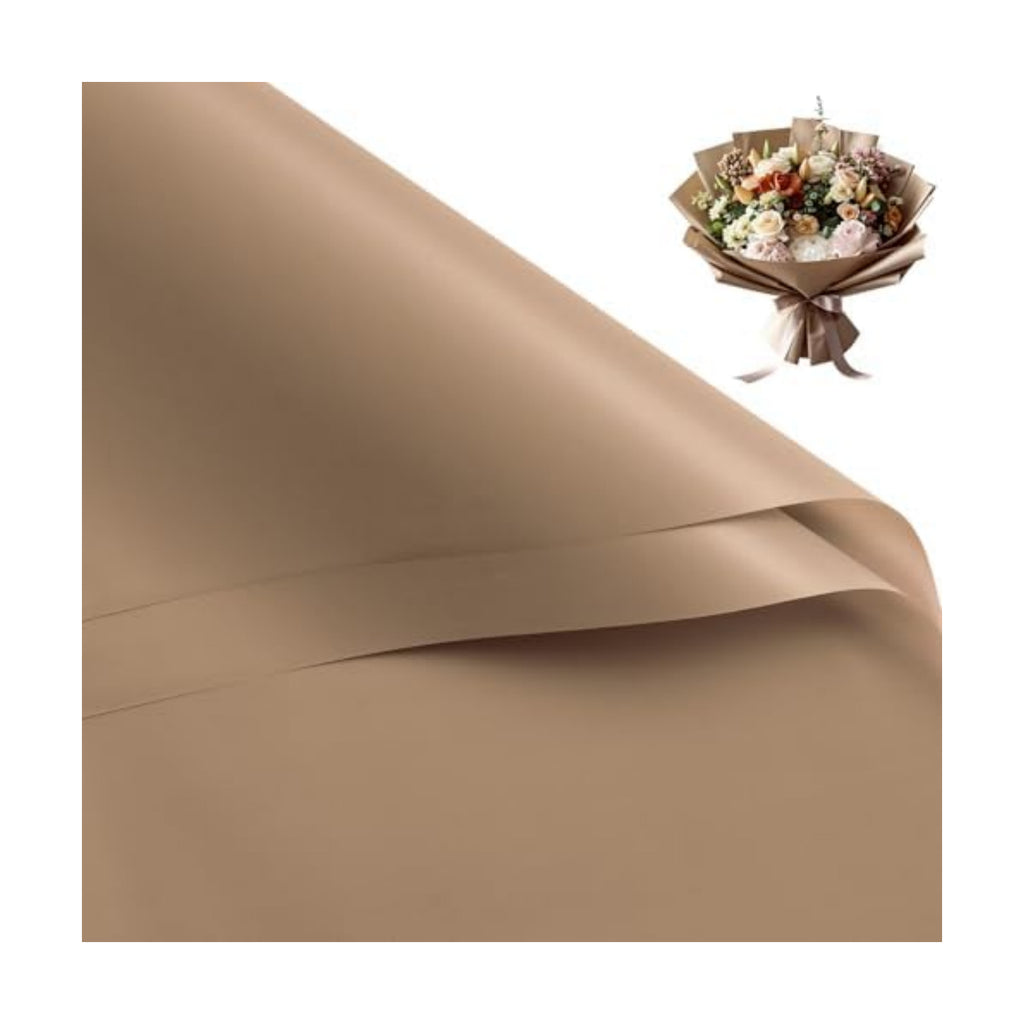 WRAPAHOLIC 20 Sheets Flower Wrapping Paper - 22.4 x 22.4 inch Pure Coffee Color Water-Resistant Floral Bouquet Wrapping Paper, Florist Supplies Packaging for Wedding Birthday Gift DIY