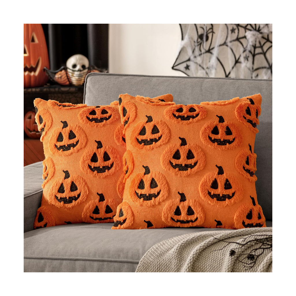 MIULEE Halloween Fall Pumpkin Throw Pillow Covers 18x18 Orange-Black