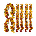 PARTY JOY 6PCS Orange Leaf Garland, 5.6Ft Halloween Garland Artificial Maple Leaf Autumn Hanging Fall Vines Thanksgiving Decorations Fall Decor