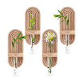 Beeveer 4 Sets Hanging Plant Propagation Stations Walnut Wood Wall Mounted Test Tube Vase Rustic Decorative Glass