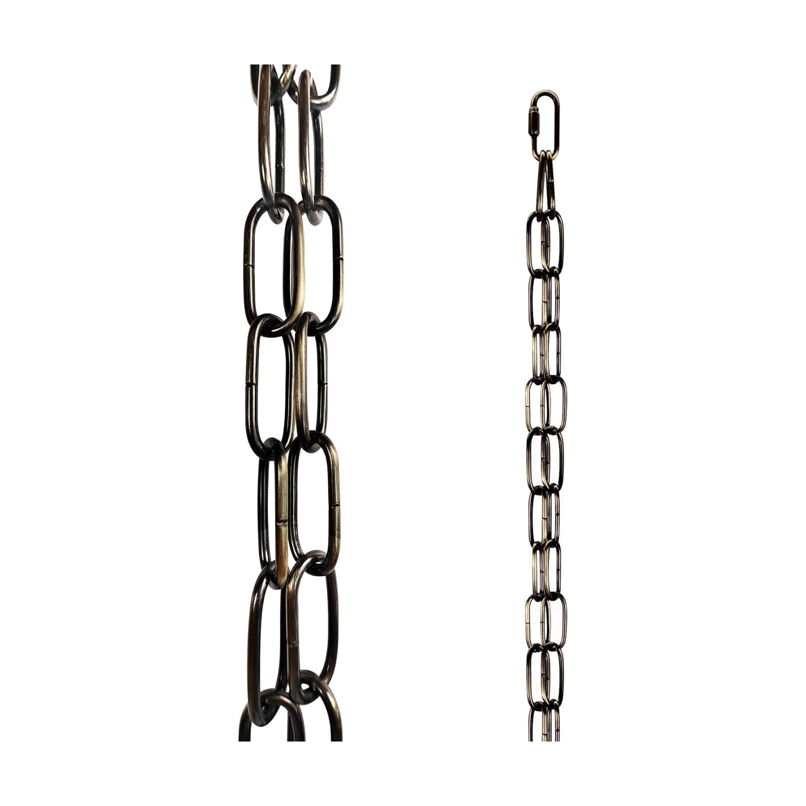 LOFIR 16.5FT Matte Bronze Iron Rain Chain 4mm | 16.5ft bronze rain chain with hooks bells, 4mm iron tube for roof eaves