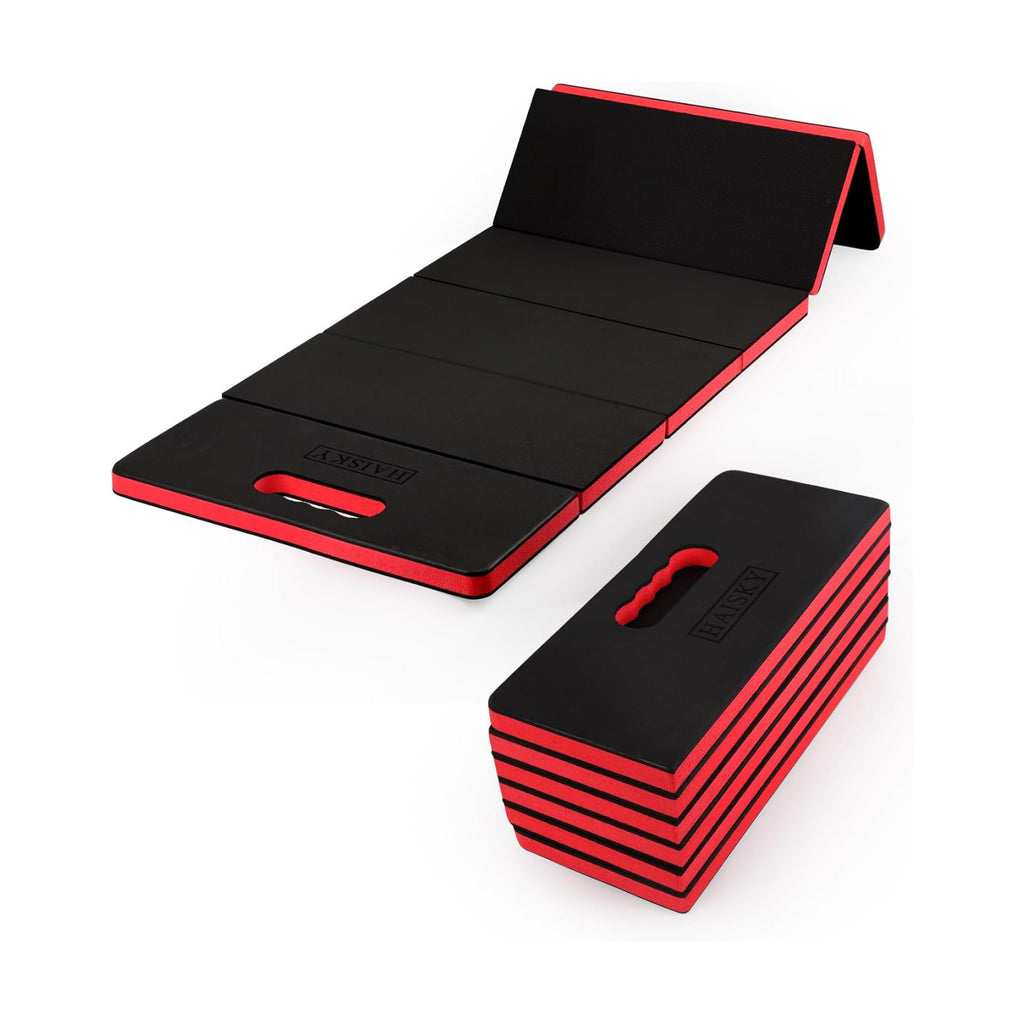 Foldable Mechanic Mat Kneeling Pad, 1.2" Extra Thick EVA Foam,Red | Portable 5-Fold Knee Cushion Mat, Large 47" x 18"