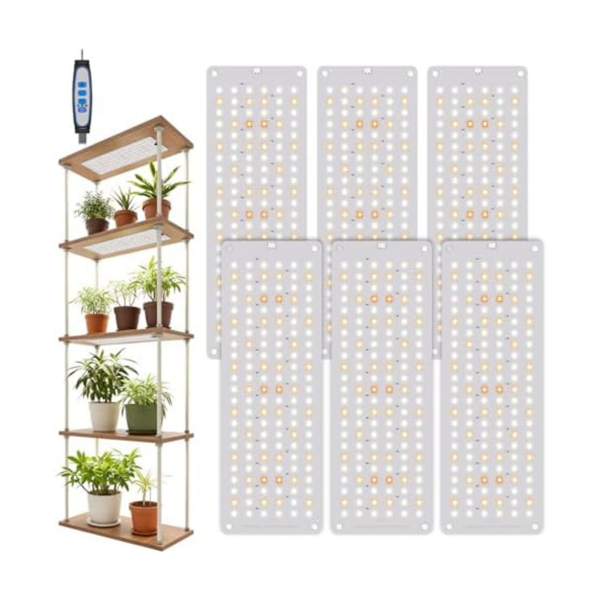 Garpsen Plant Light, 882 LEDs Full Spectrum 6000K Grow Light Panel, 6Panels