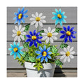 10-Pack 15.7-Inch Metal Garden Flower Stakes, Blue and White | 4.9 in wide heads with adjustable angles, for planters