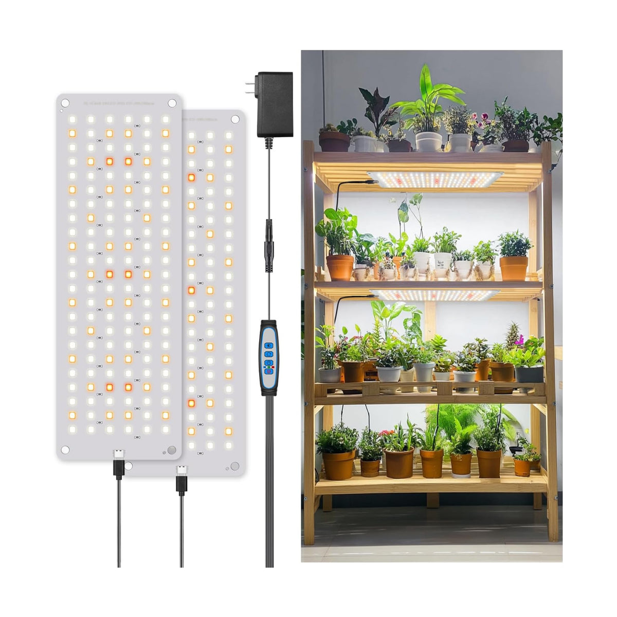 Aumtrly Grow Lights for Indoor Plants, 276 LED Full Spectrum Lamp 2 Panel