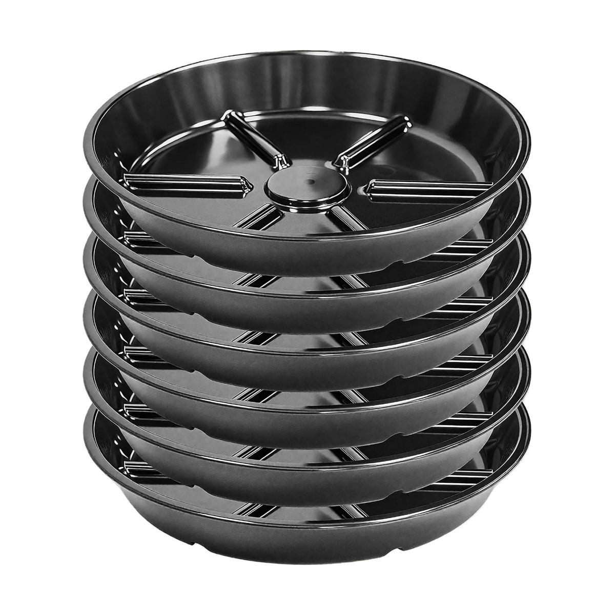 6 Pack of 8 Inches Plant Saucers for Indoor, Durable Plant Saucer Pot Tray, Round Plastic Flower Plant Dish Pant Plate to Catch Water, Black