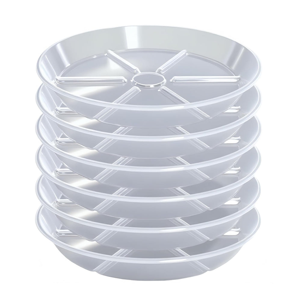 6 Pack Plant Saucers, 10 inch Clear Plant Trays, Durable Round Plastic Flower Plant Water Drip Tray for Pots Planter, Heavy Duty Plant Dish Pant Plate to Catch Water for Indoor & Outdoor