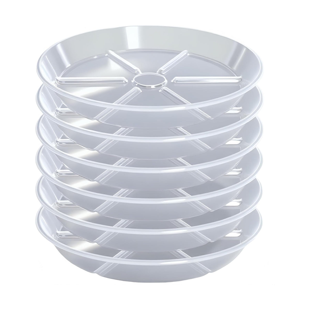 6 Pack Plant Saucers, 12 inch Clear Plant Trays, Durable Round Plastic Flower Plant Water Drip Tray for Pots Planter, Heavy Duty Plant Dish Pant Plate to Catch Water for Indoor & Outdoor