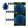Thiccywoov 12 Pcs Christmas Pine Cone Pick Decoration for Tree Blue 3.15 in