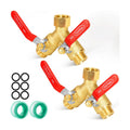 Garden hose diverter, full-flow, heavy-duty brass 2-way high flow, outdoor faucet Y-valve closure diverter connector