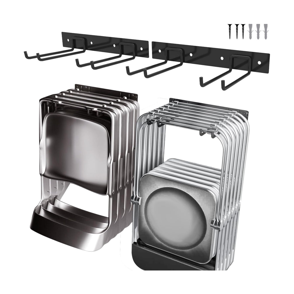 2Pack Folding Chair Storage Rack, Chair Hangers for Garage Wall, Garage Tool Organizer Wall Mount, Heavy Duty Garden