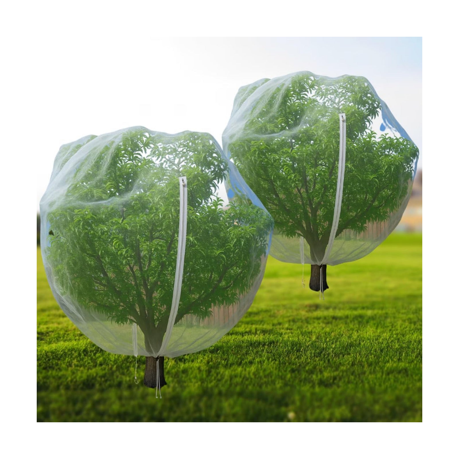 2 Pack 13x13 FT Fruit Tree Net Bags, Zipper Bird Net Cover for Apple Trees | Dual Zipper & Drawstring Design, Heavy