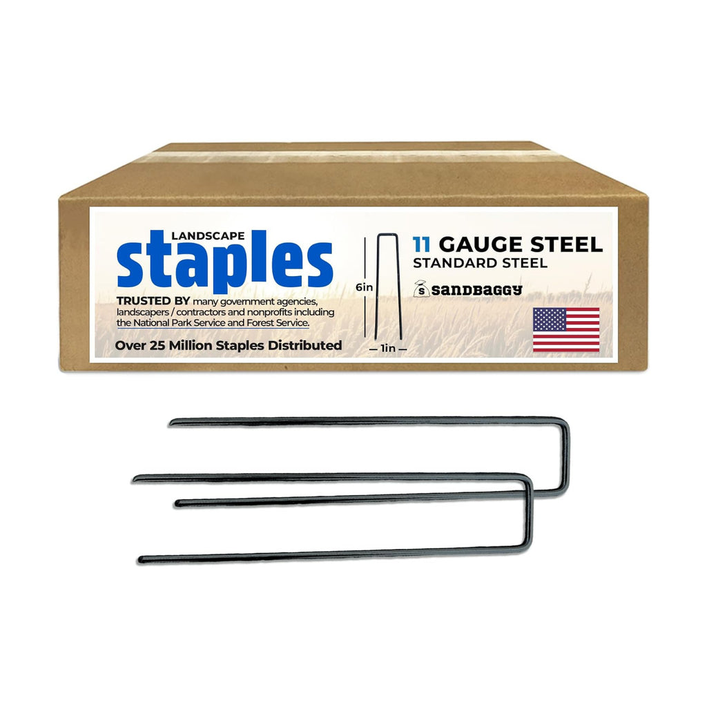 Sandbaggy USA Made 6-inch Landscape Staples - Garden Stakes - Landscaping Fabric, Netting, Sod, Artificial Turf