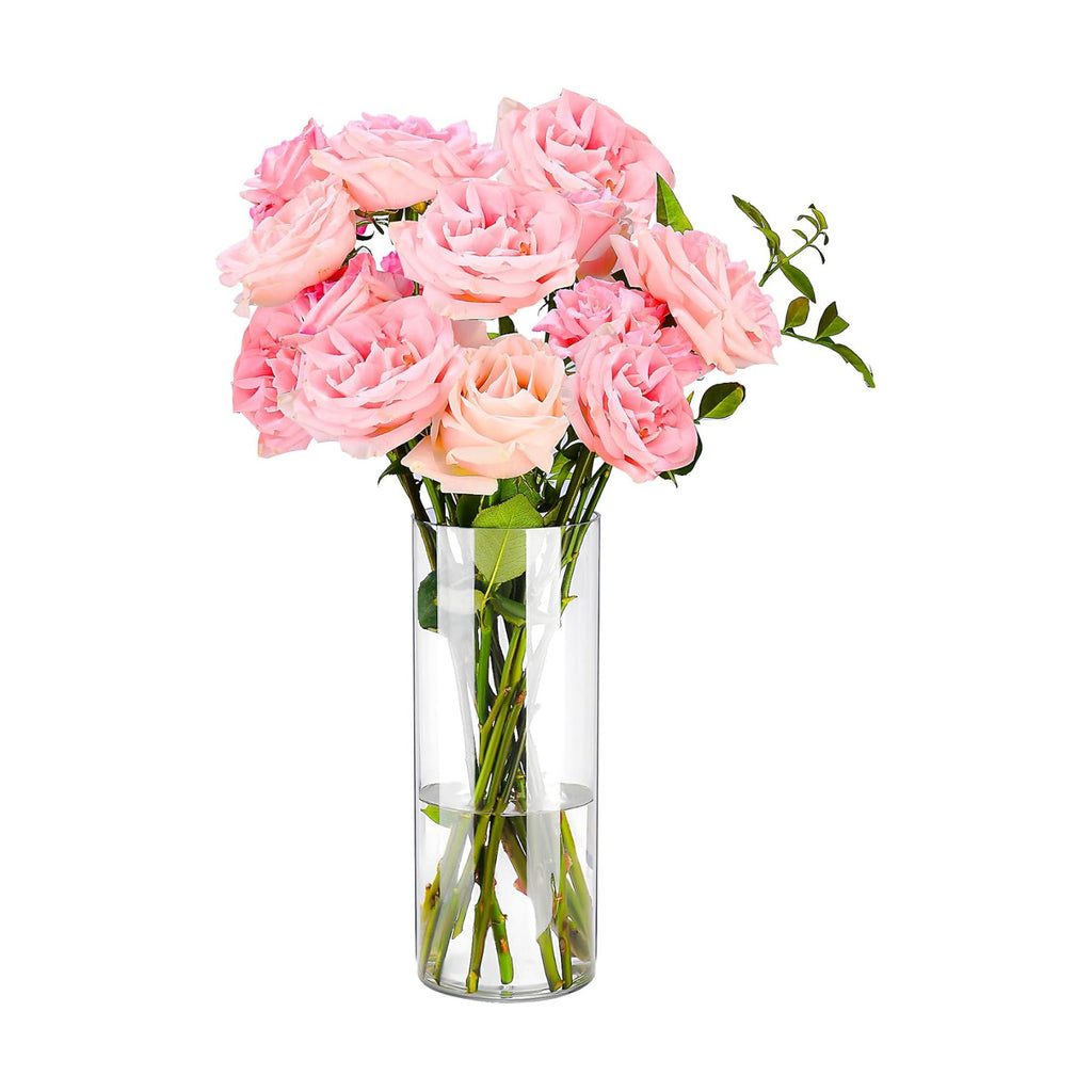Clear Flower Vase, Non-breakable Vases, 5" W x 5" H, Acrylic Vase, Aesthetic Room Decor Cylindrical Modern Flower Vases for Table Centerpiece, Home Decor, Women Floral Arrangement Gift