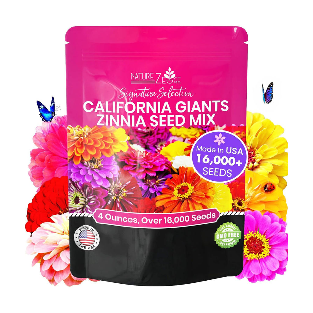 NatureZ Edge Zinnia Seeds for 2026 Planting Outdoors, Over 16,500 Flower Seeds, 1/4 lb, Non GMO Made in USA, Bulk