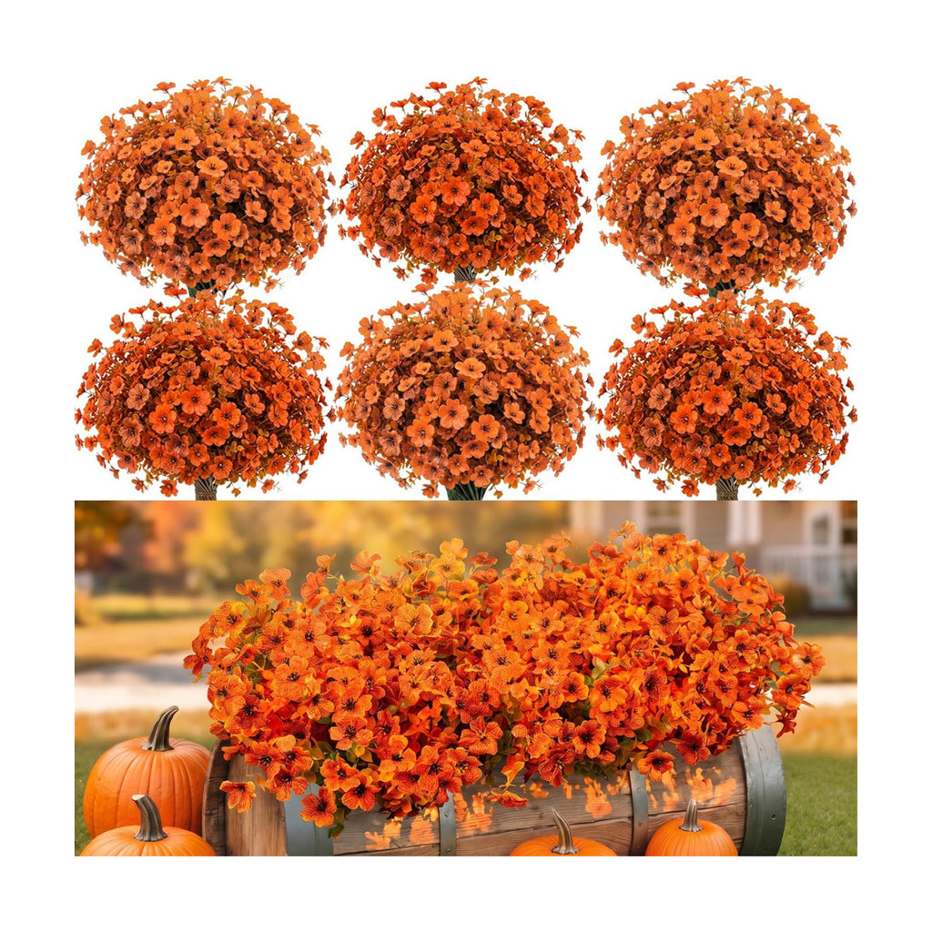 16 Pcs Artificial Fall Flowers for Outdoors Fake Mums Fall Decor